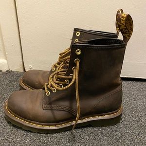 Chocolate brown leather Dr. Martens boots